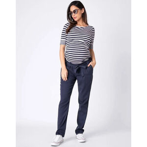 Seraphine Underbump Maternity Chinos with Tie Belt – Navy Blue, Size 6